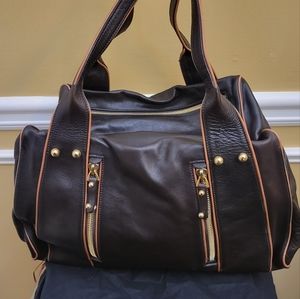 Missoni Brown Leather Satchel Handbag